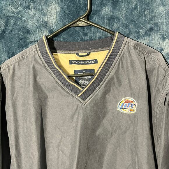 VIntage 90s Devona & Jones MillarLight Beer Navy Blue Wind Breaker Jacket Men XL - Picture 2 of 8